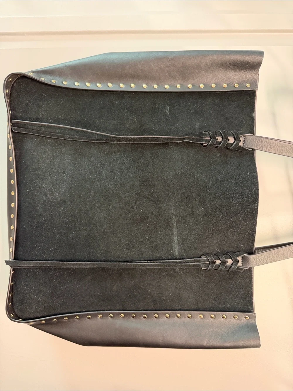 Vince Camuto Black Suede & Leather Studded Tote